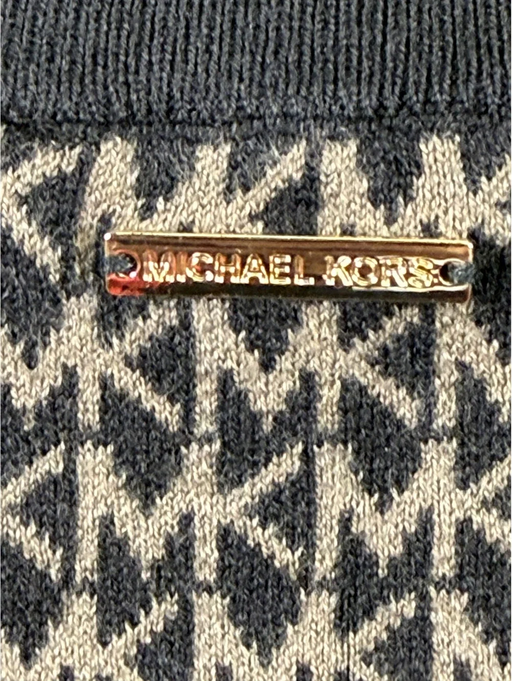 Michael Kors Medium Black and Beige Logo Knit Midi Skirt